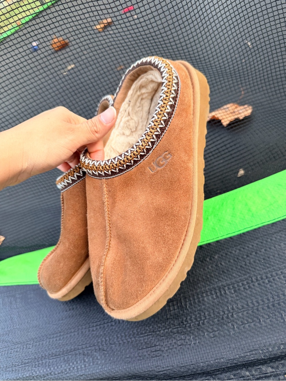 UGG Chestnut Suede Shearling-Lined Slip-On Clog